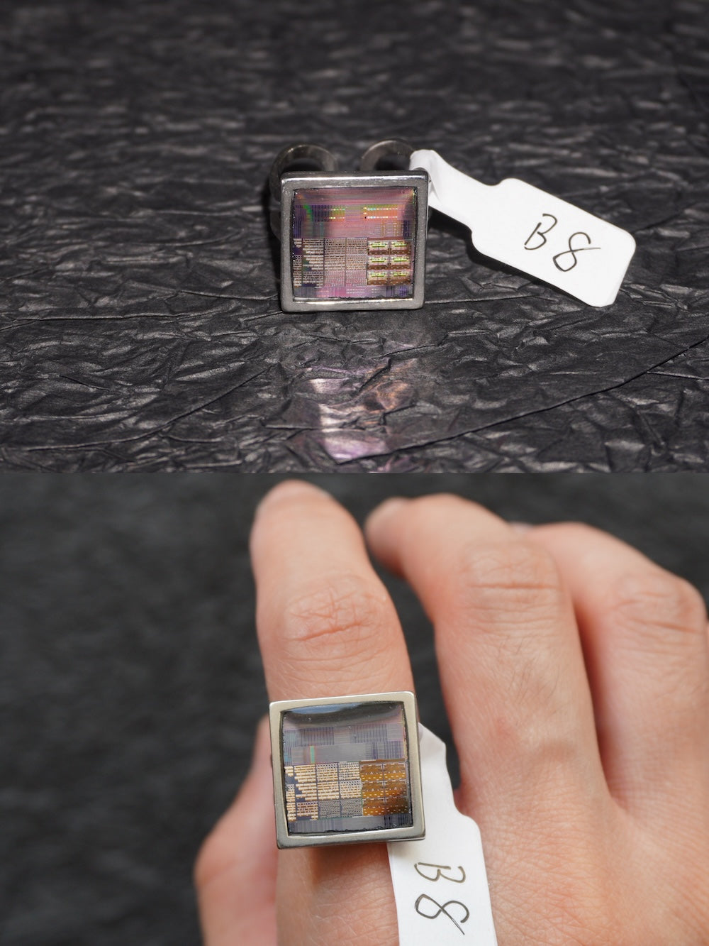 One-of-a-Kind Electronic Chip Ring — Square