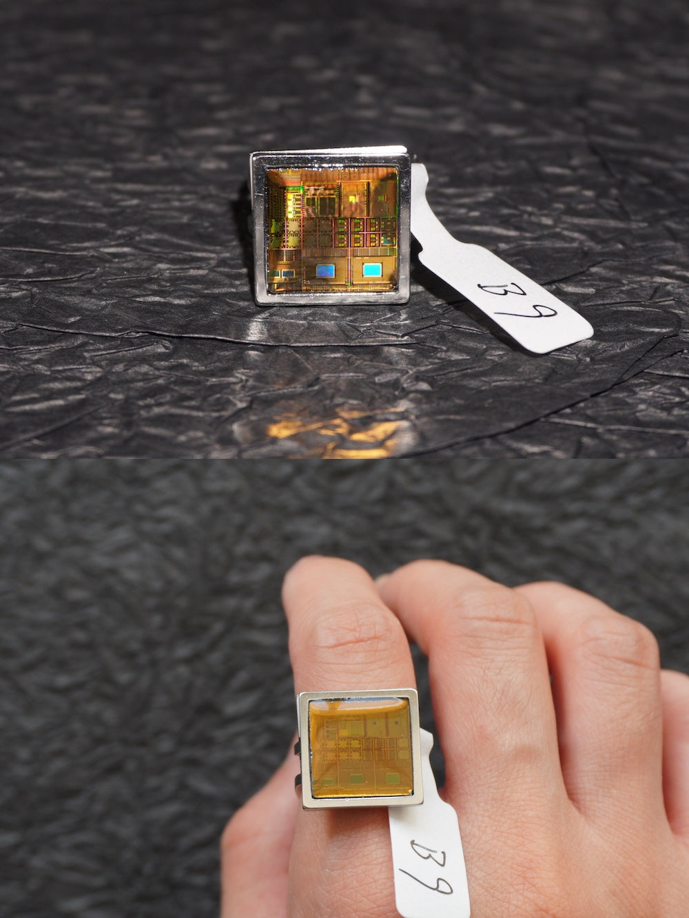 One-of-a-Kind Electronic Chip Ring — Square