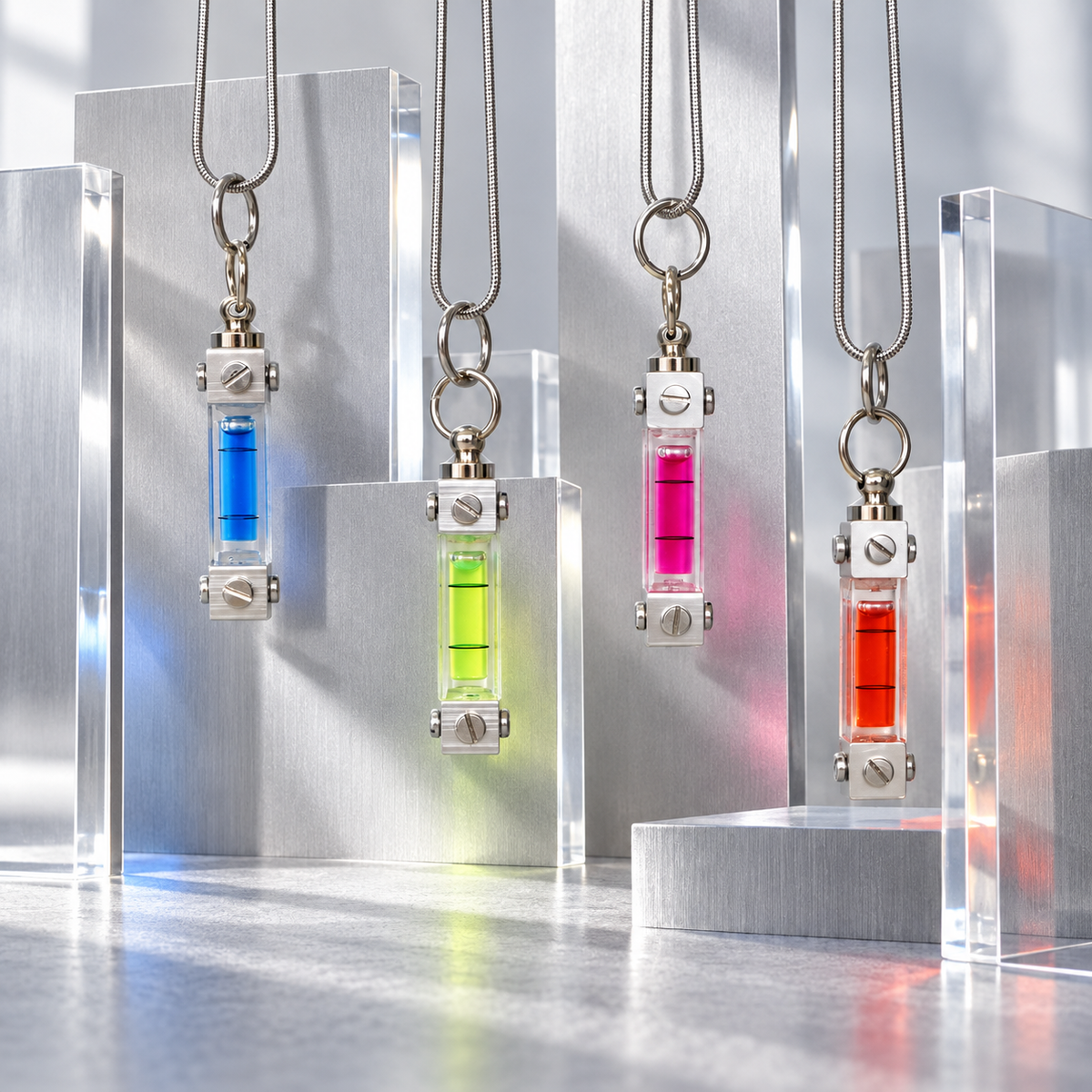 Modular Spirit Level Necklace | Futuristic Cyberpunk Handmade Jewelry(4 Colours)