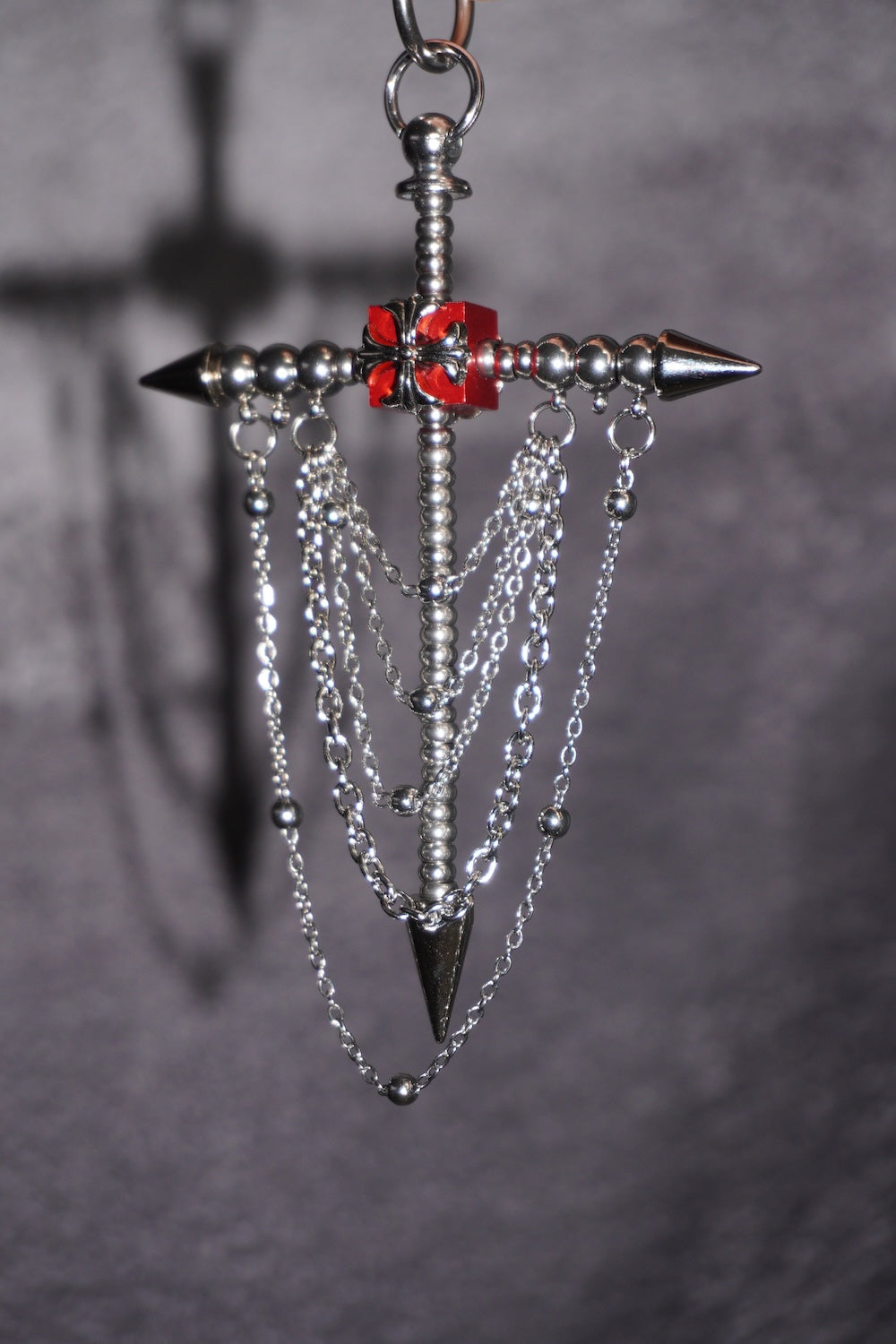 Gothic Spike Cross Earrings (Pair)| Chain Tassel Convertible Necklace