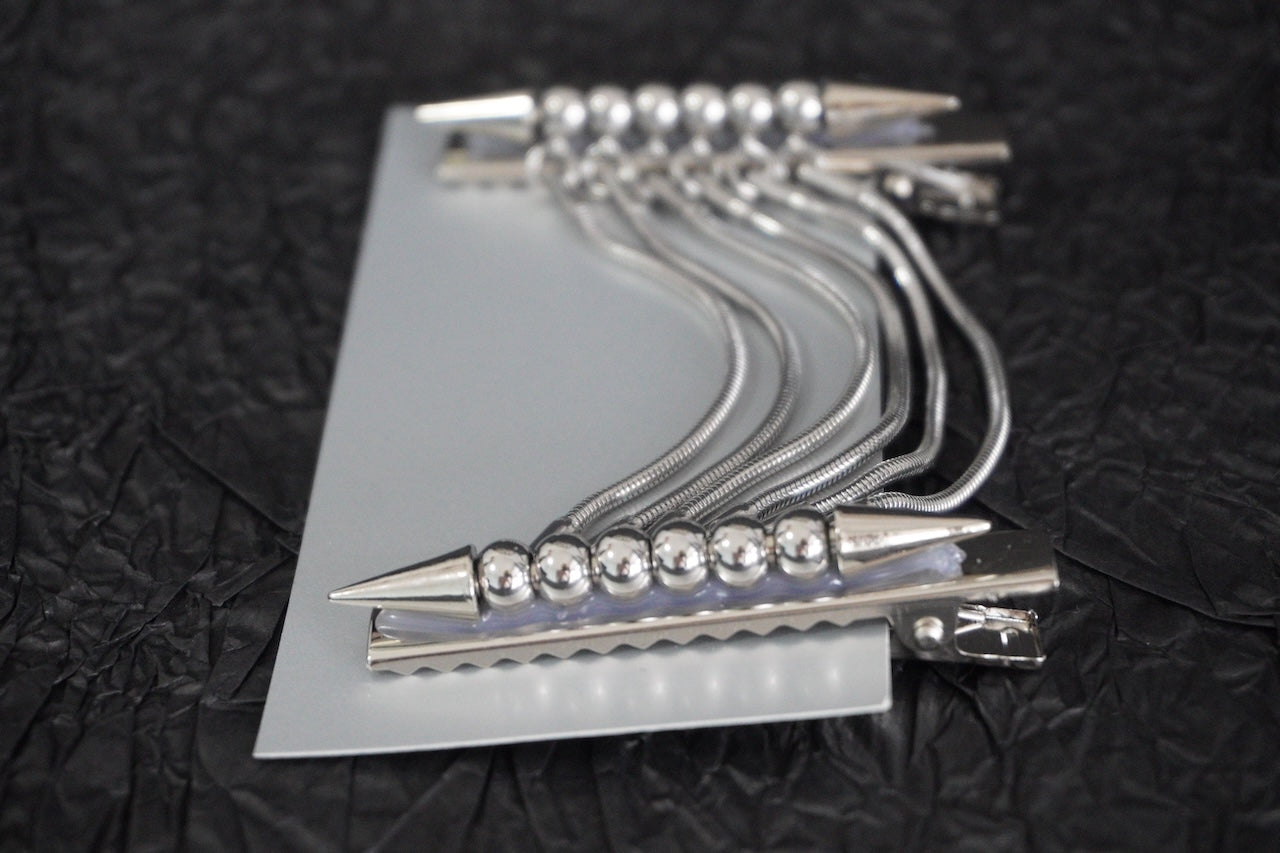 JSOO1 Y2k Stainless Steel Tassel Chain Hair Clips (Set of 2 Hair Clips)