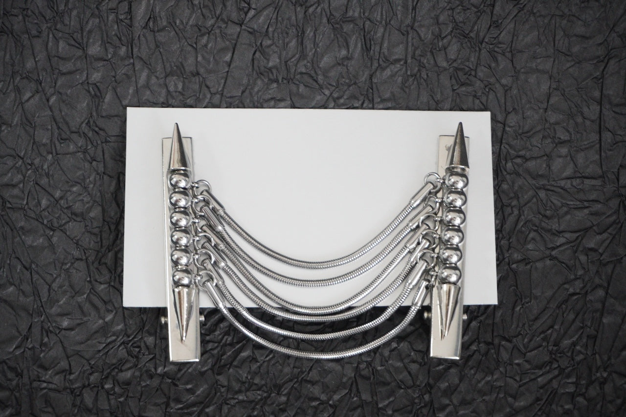 JSOO1 Y2k Stainless Steel Tassel Chain Hair Clips (Set of 2 Hair Clips)