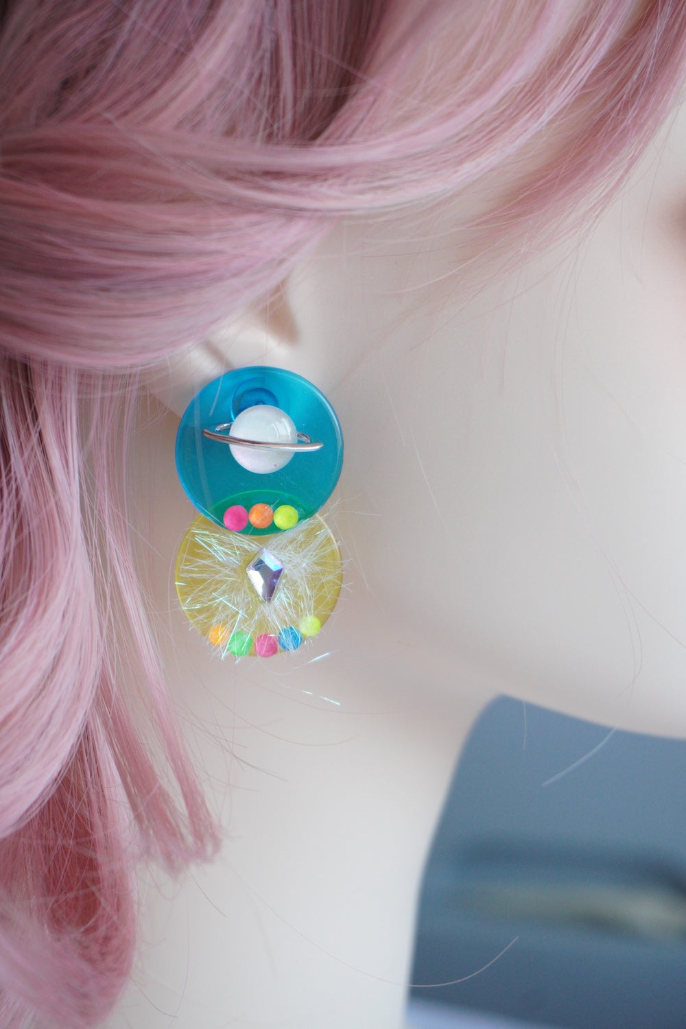 Cute Color Block Acrylic Earrings – Handmade Kawaii Handcrafted Jewelry