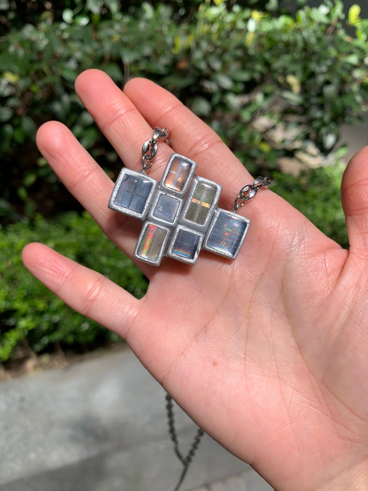 DZ005 Electronic Tiny Silicon Wafer Long Necklace