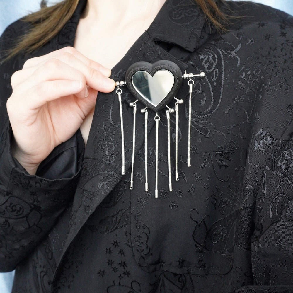 Neo-Gothic Heart-Shaped Mirror Choker — 3D-Printed Handcrafted Necklace