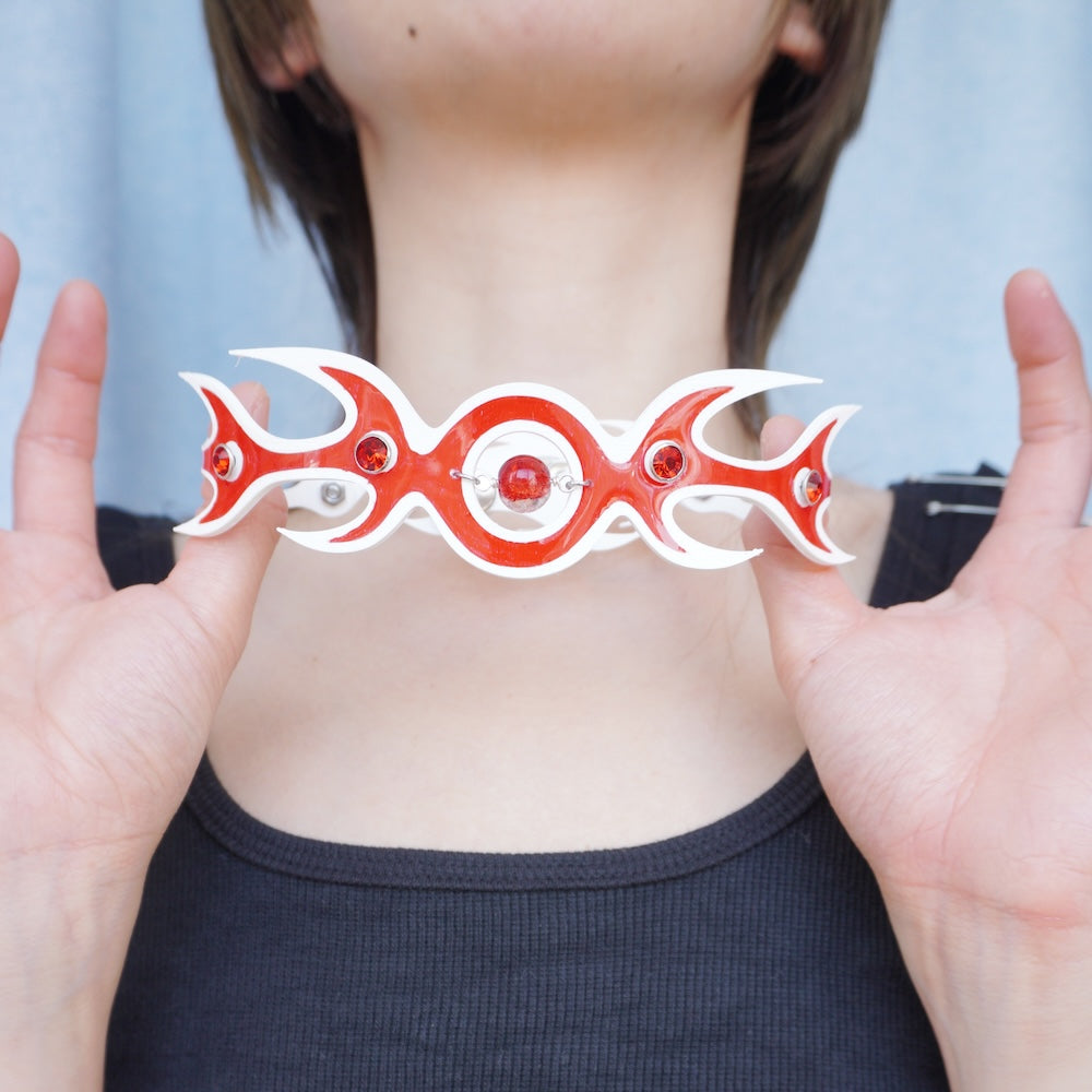 Neo-Gothic Red Soft Choker—3D Printed Hand-Painted Necklace