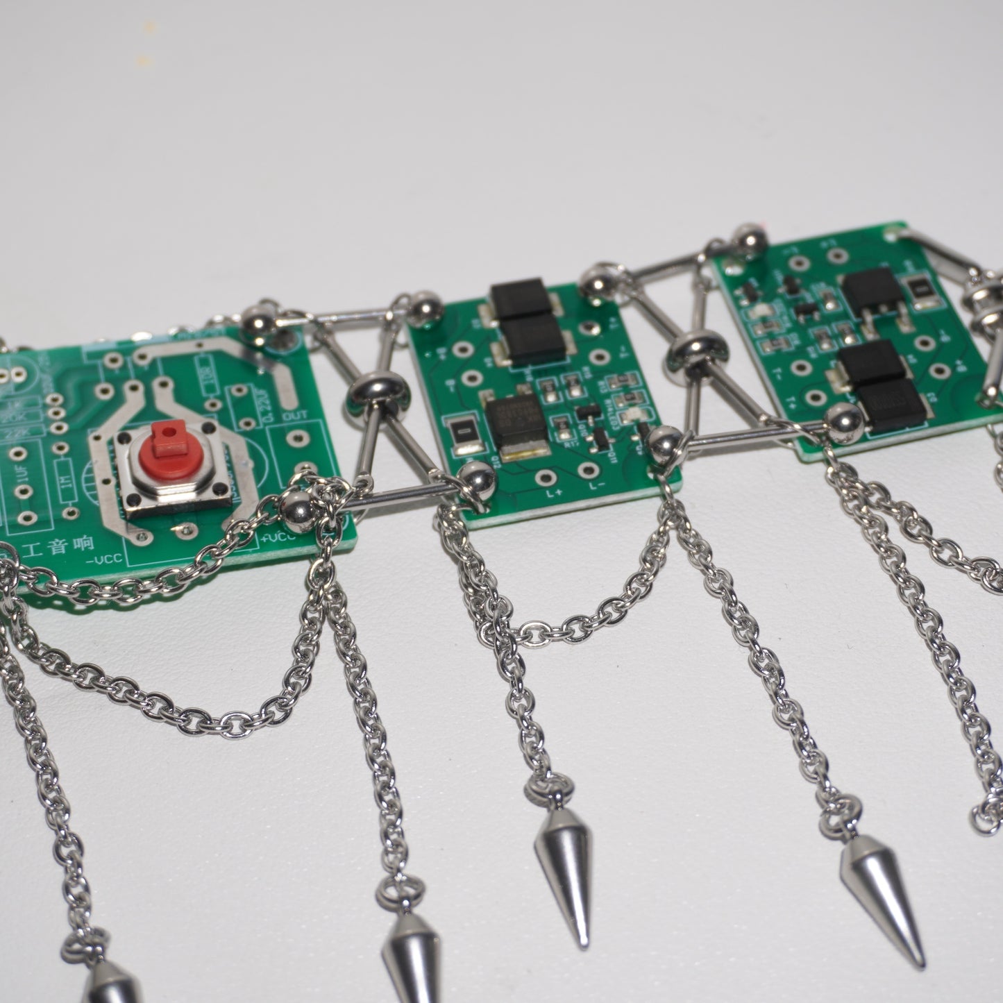 Futuristic Cyberpunk Circuit Necklace—Handcrafted Tech-Inspired Neckpiece with Circuit Board Tassels