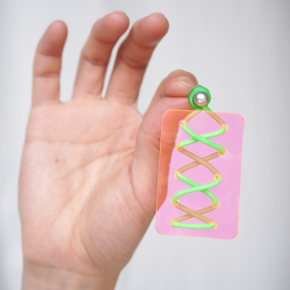 Cute Pink & Green Color-Block Handmade Earrings – One-of-a-Kind