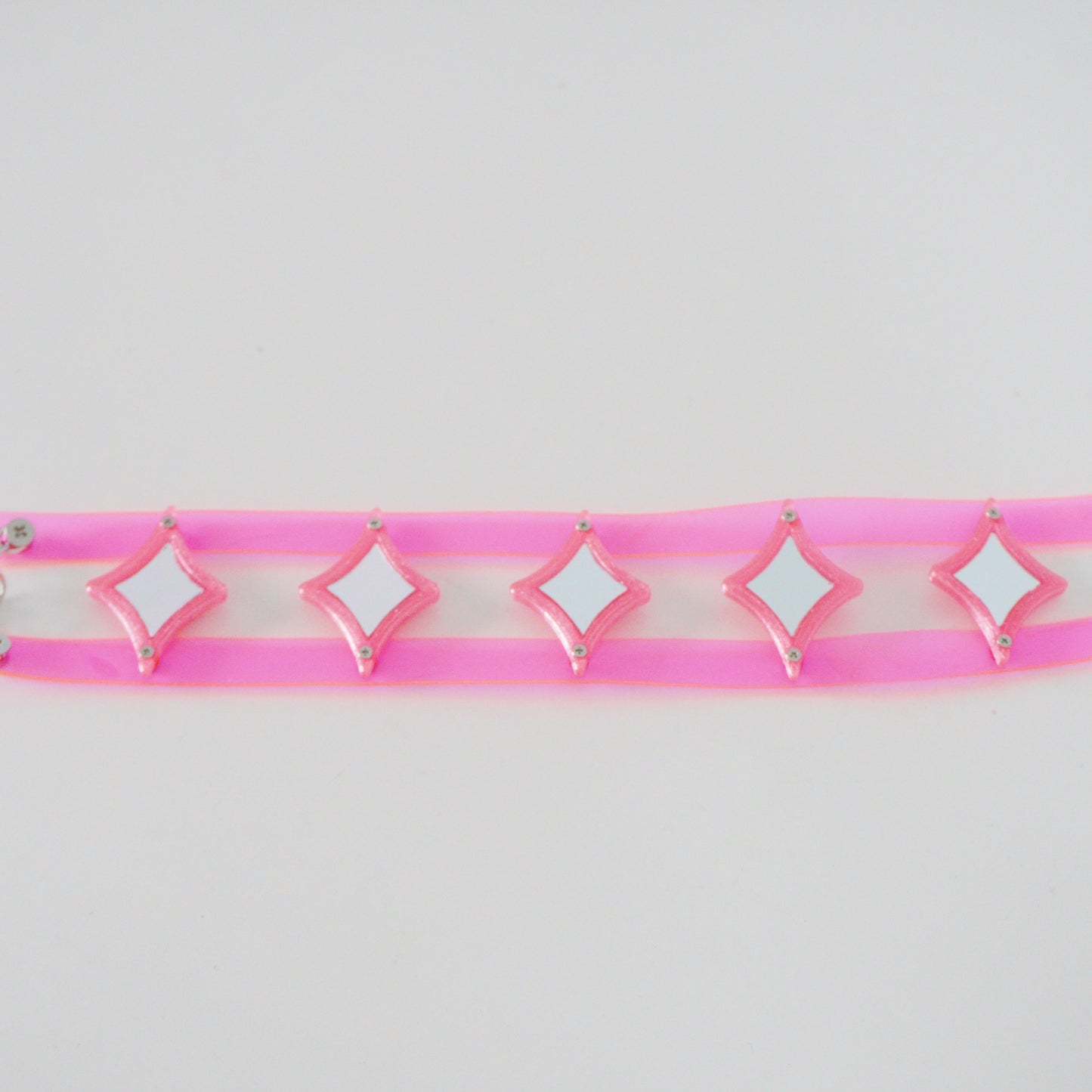 Futuristic Cyberpunk Mirrored Choker — Handcrafted Neon Necklace
