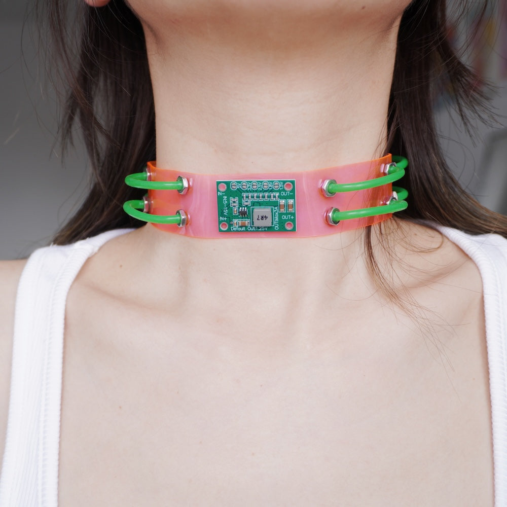 Futuristic Cyberpunk Neon Circuit Board Choker — Handmade Necklace, Available in Three Colors