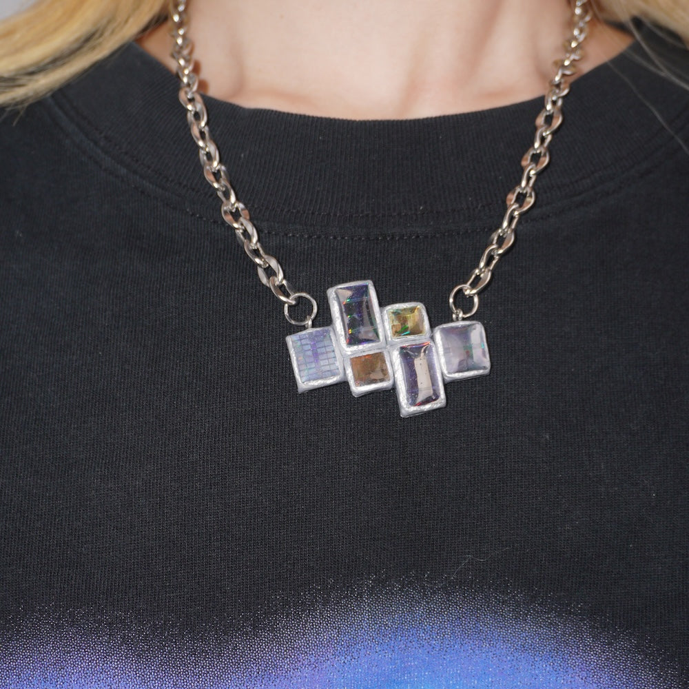 Futuristic Necklace— Handcrafted Electroni Silicon Wafer  Necklace