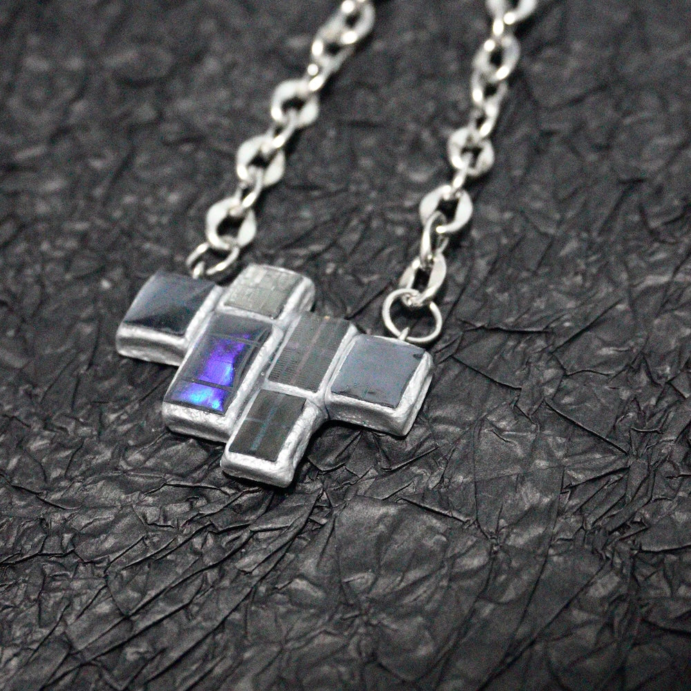 Futuristic Necklace— Handcrafted Electroni Silicon Wafer  Necklace