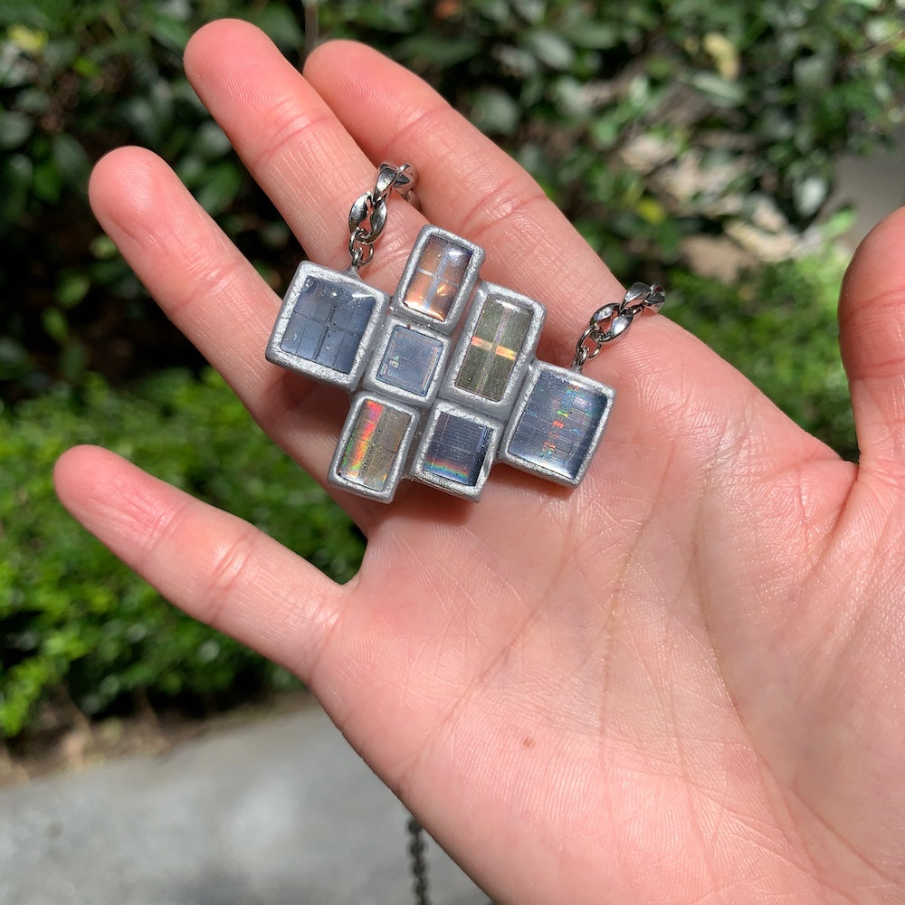 Futuristic Necklace— Handcrafted Electroni Silicon Wafer  Necklace
