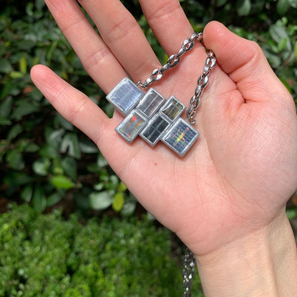 Futuristic Necklace— Handcrafted Electroni Silicon Wafer  Necklace