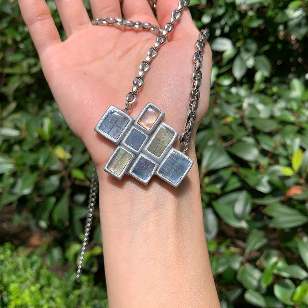 Futuristic Necklace— Handcrafted Electroni Silicon Wafer  Necklace