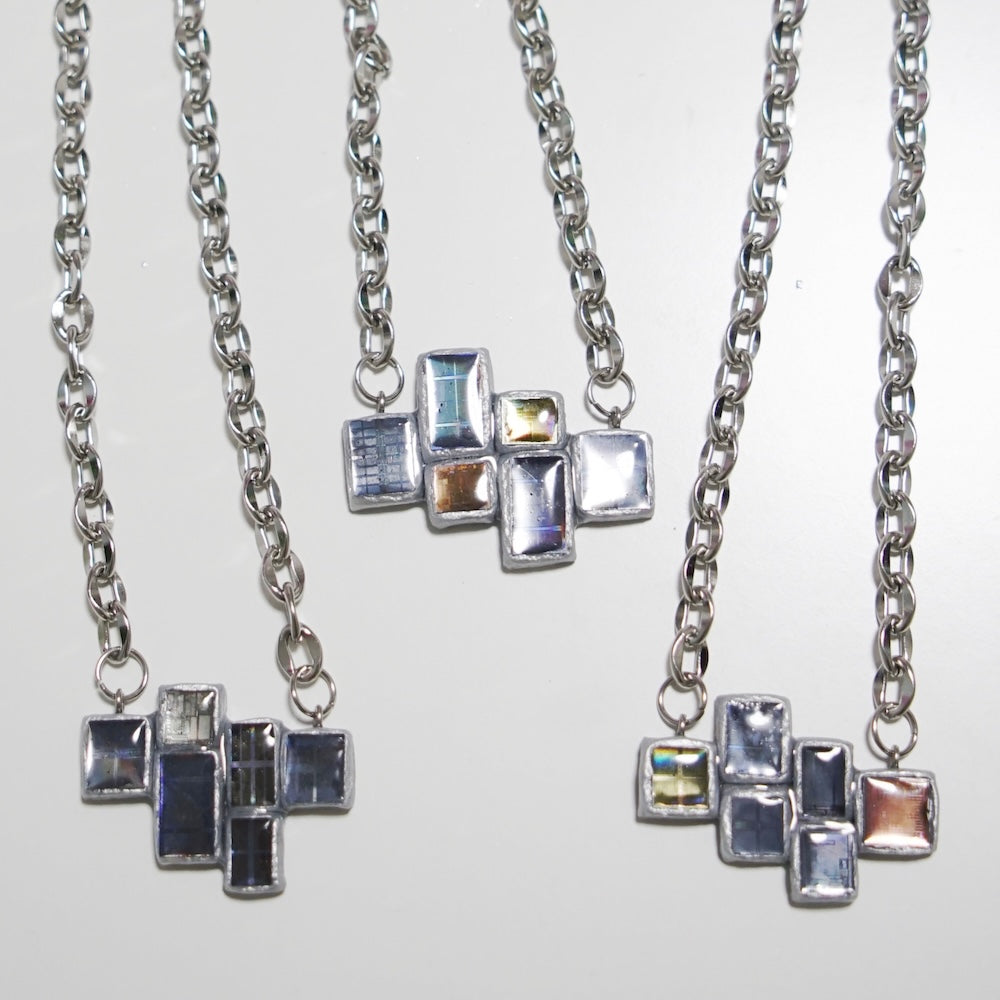 Futuristic Necklace— Handcrafted Electroni Silicon Wafer  Necklace