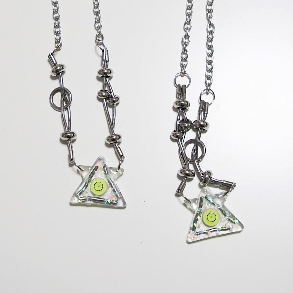 Futuristic Cyberpunk Triangle Level Necklace— Minimalist Cyber Style Handmade