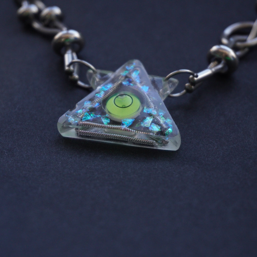 Futuristic Cyberpunk Triangle Level Necklace— Minimalist Cyber Style Handmade