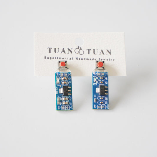 Handmade Circuit Board Button Stud Earrings — One-of-a-Kind