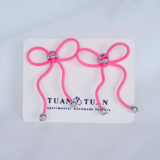 NHE003 Pink Wrap Butterfly Sweet Earrings(Stainless Steel Earrings)