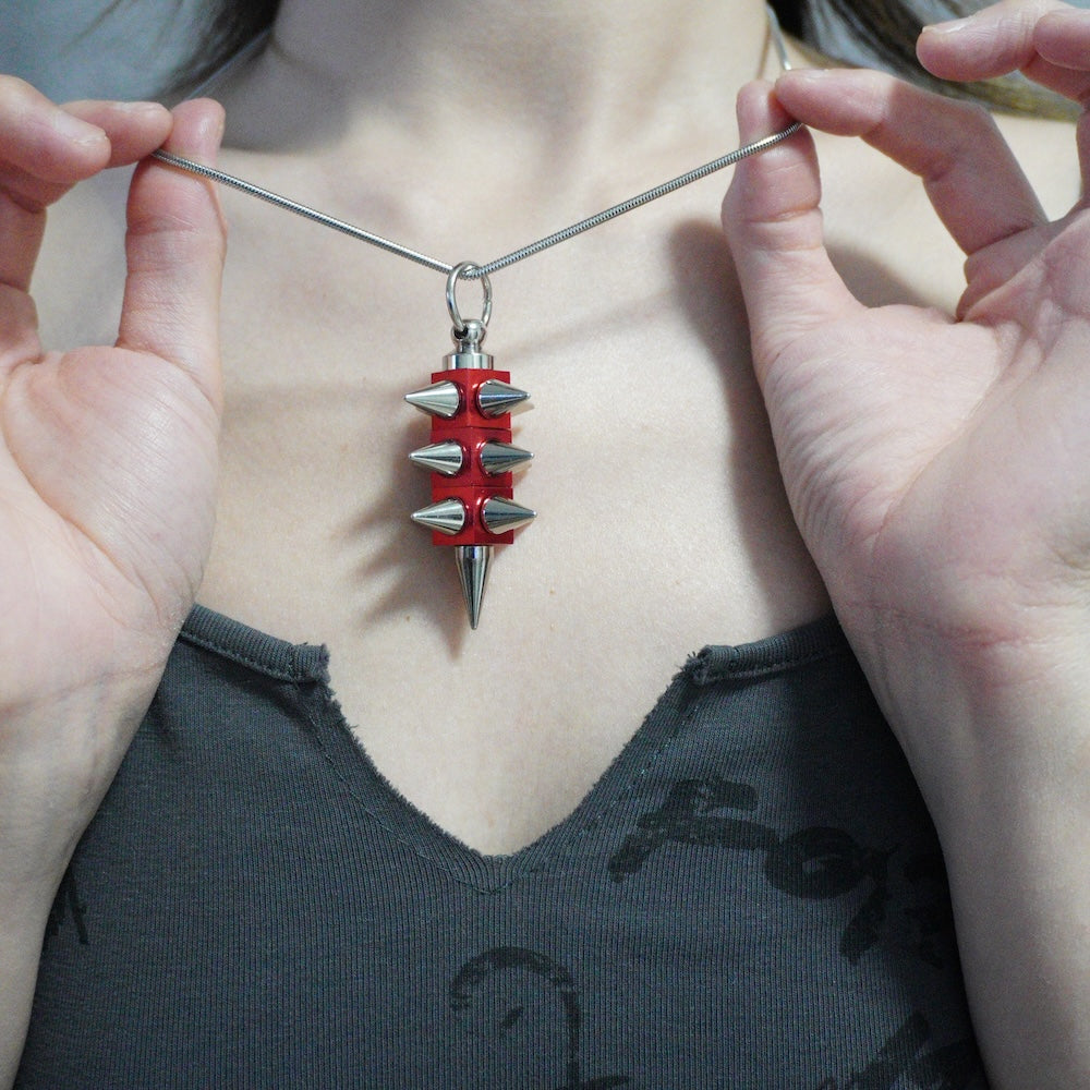 Red Spike Statement Earrings(Pair) | Convertible Necklace