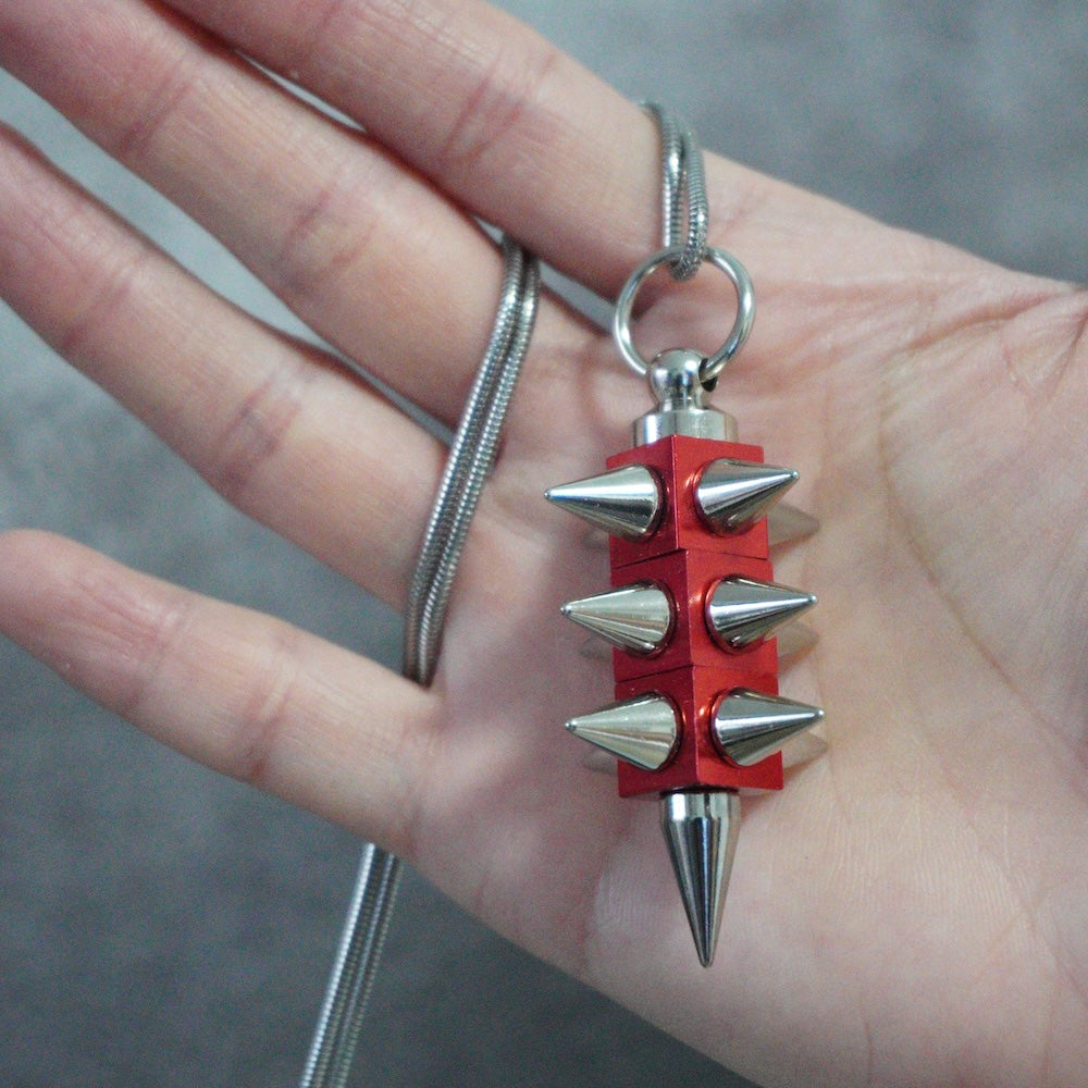 Red Spike Statement Earrings(Pair) | Convertible Necklace