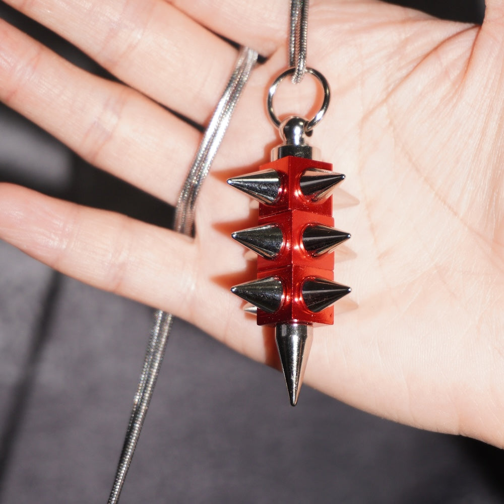 Red Spike Statement Earrings(Pair) | Convertible Necklace