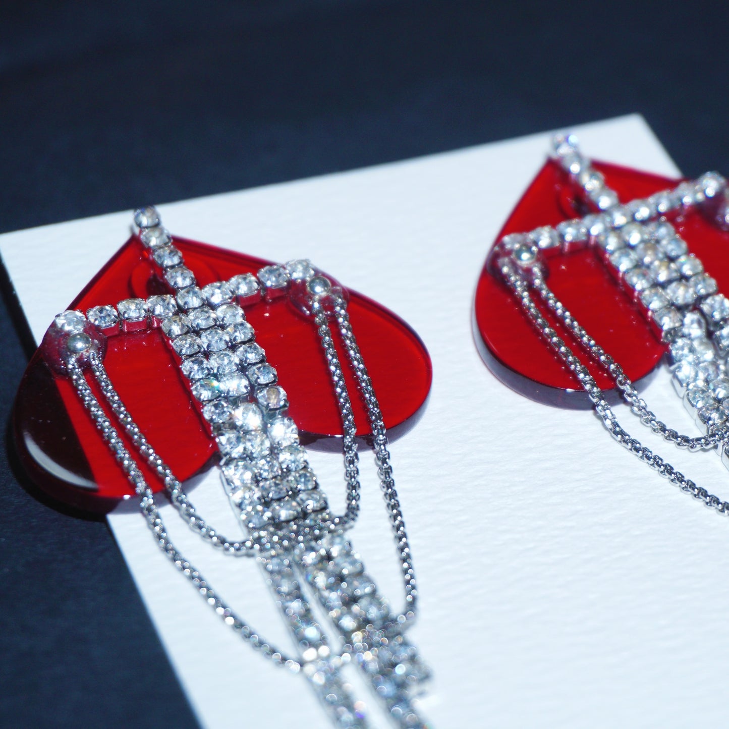 Red Heart Tassel Earrings – Extra-Long Handcrafted Jewelry