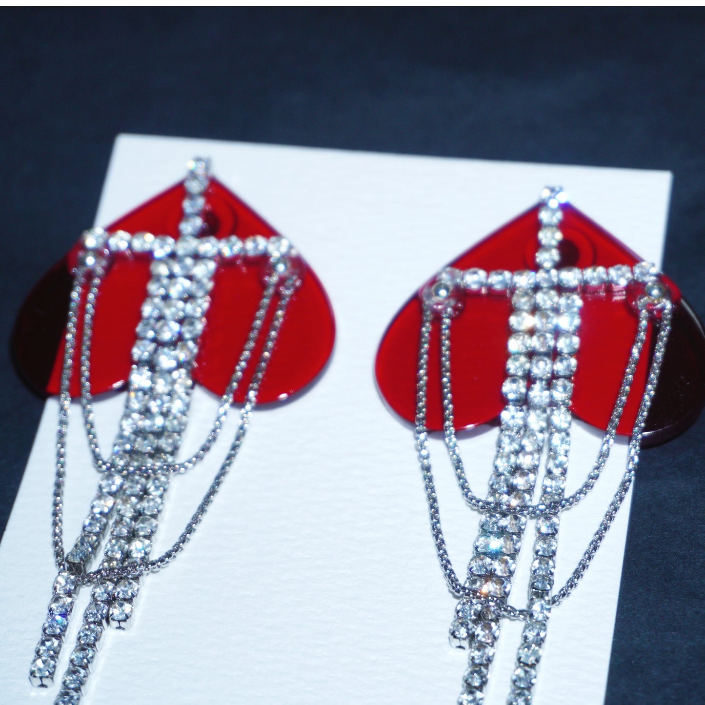 Red Heart Tassel Earrings – Extra-Long Handcrafted Jewelry