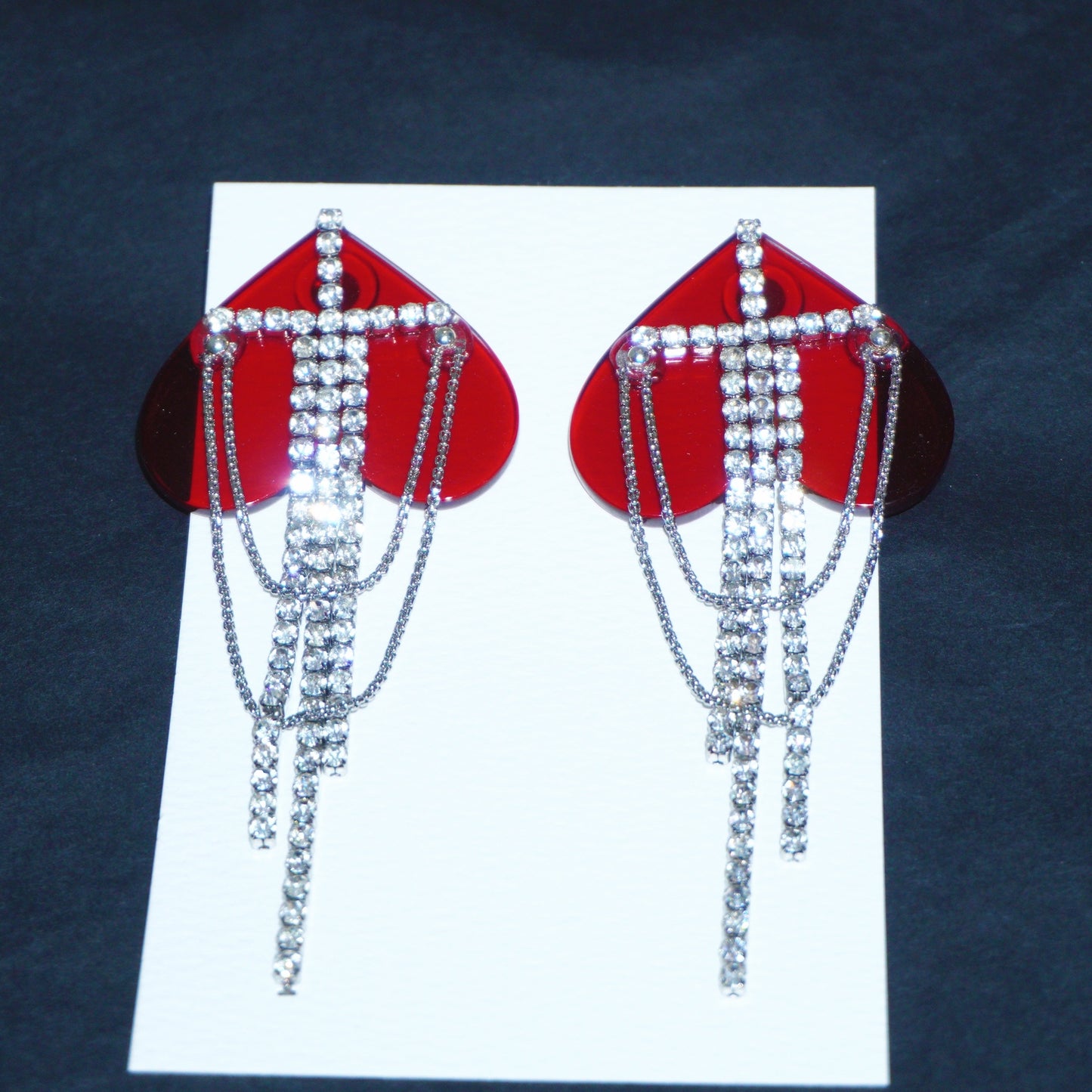 Red Heart Tassel Earrings – Extra-Long Handcrafted Jewelry
