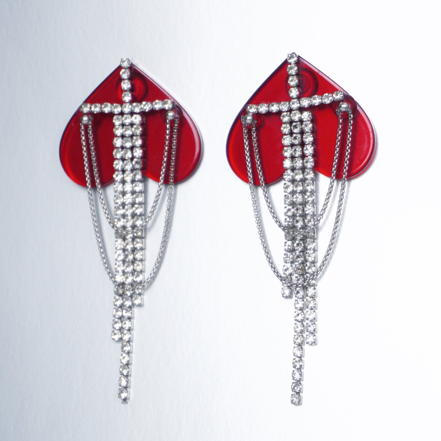 Red Heart Tassel Earrings – Extra-Long Handcrafted Jewelry