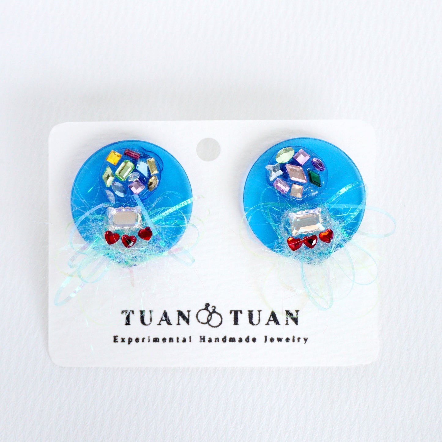 Blue Glitter Crystal Earrings – One-of-a-Kind Handmade Sparkle Jewelry