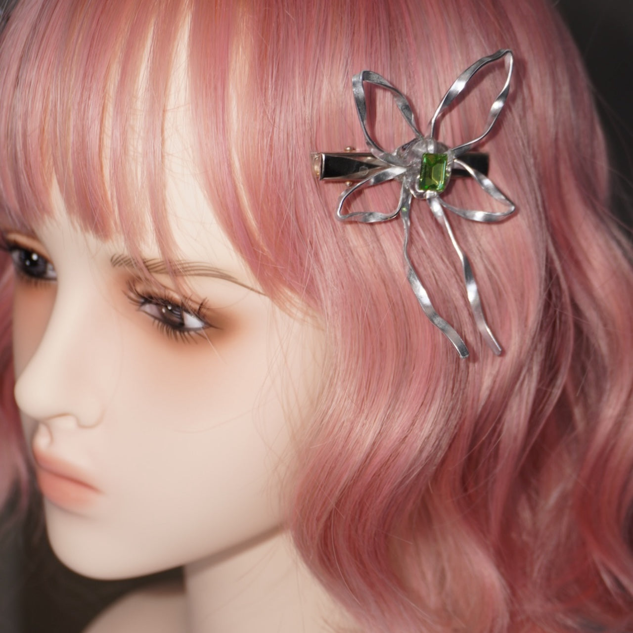 YYE001 Silver Aluminum Wire Butterfly Hairclip (one)