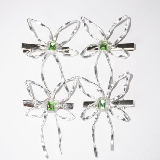 YYE001 Silver Aluminum Wire Butterfly Hairclip (one)