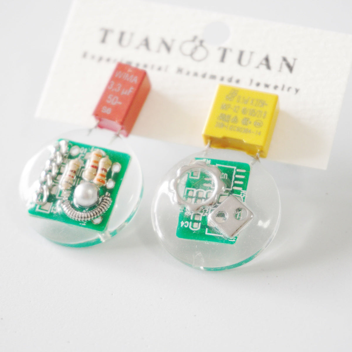 Circuit Board Resin Handmade Earrings — One-of-a-Kind - futuristic jewelry - TUAN TUAN