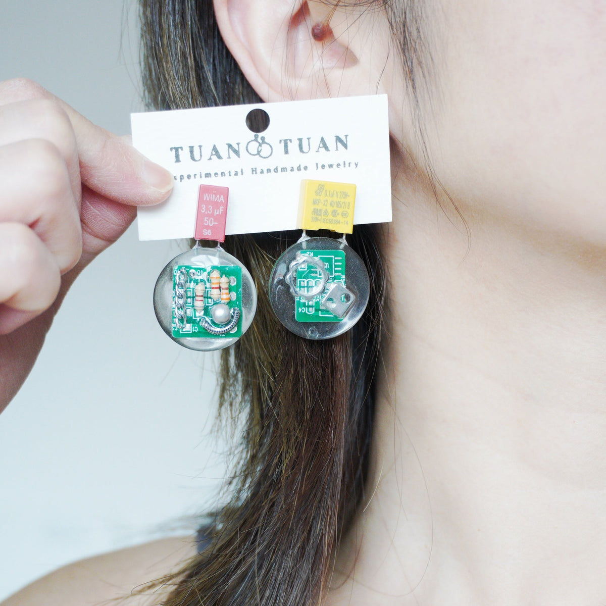 Circuit Board Resin Handmade Earrings — One-of-a-Kind - futuristic jewelry - TUAN TUAN