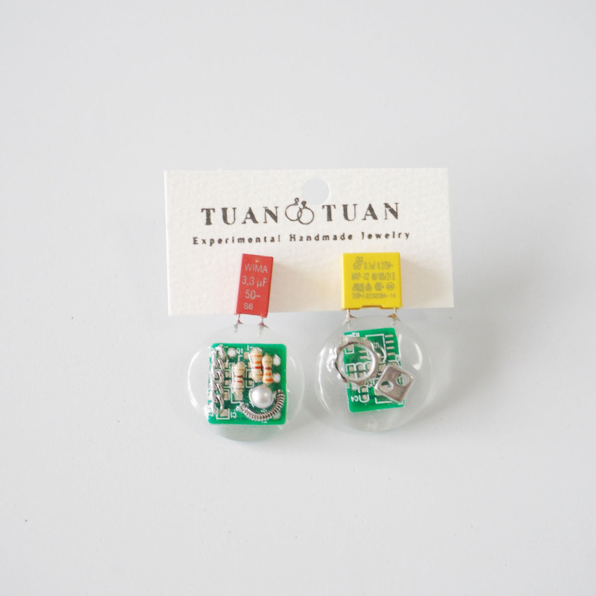 Circuit Board Resin Handmade Earrings — One-of-a-Kind - futuristic jewelry - TUAN TUAN