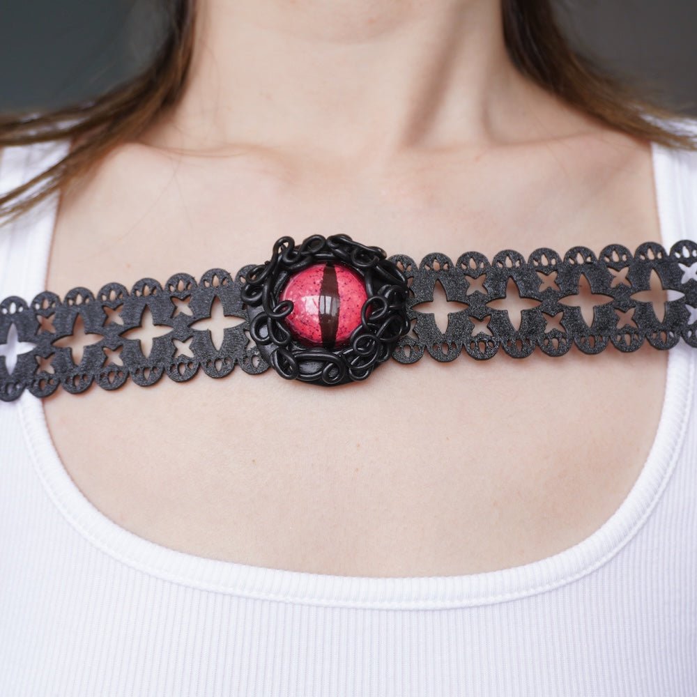 Evil Eye Polymer Clay Choker - Handmade Necklace - futuristic jewelry - TUAN TUAN