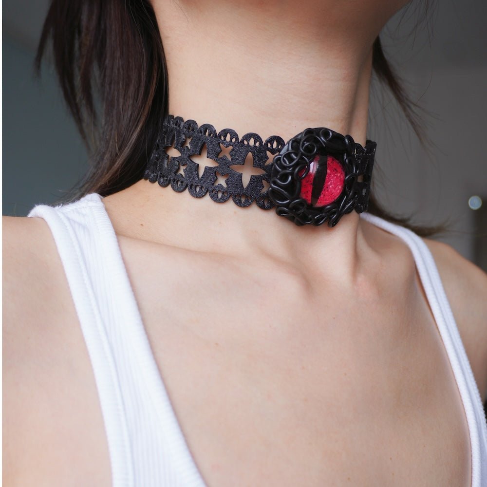 Evil Eye Polymer Clay Choker - Handmade Necklace - futuristic jewelry - TUAN TUAN