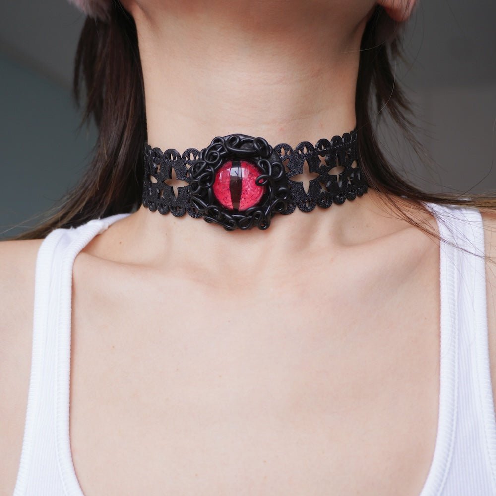 Evil Eye Polymer Clay Choker - Handmade Necklace - futuristic jewelry - TUAN TUAN