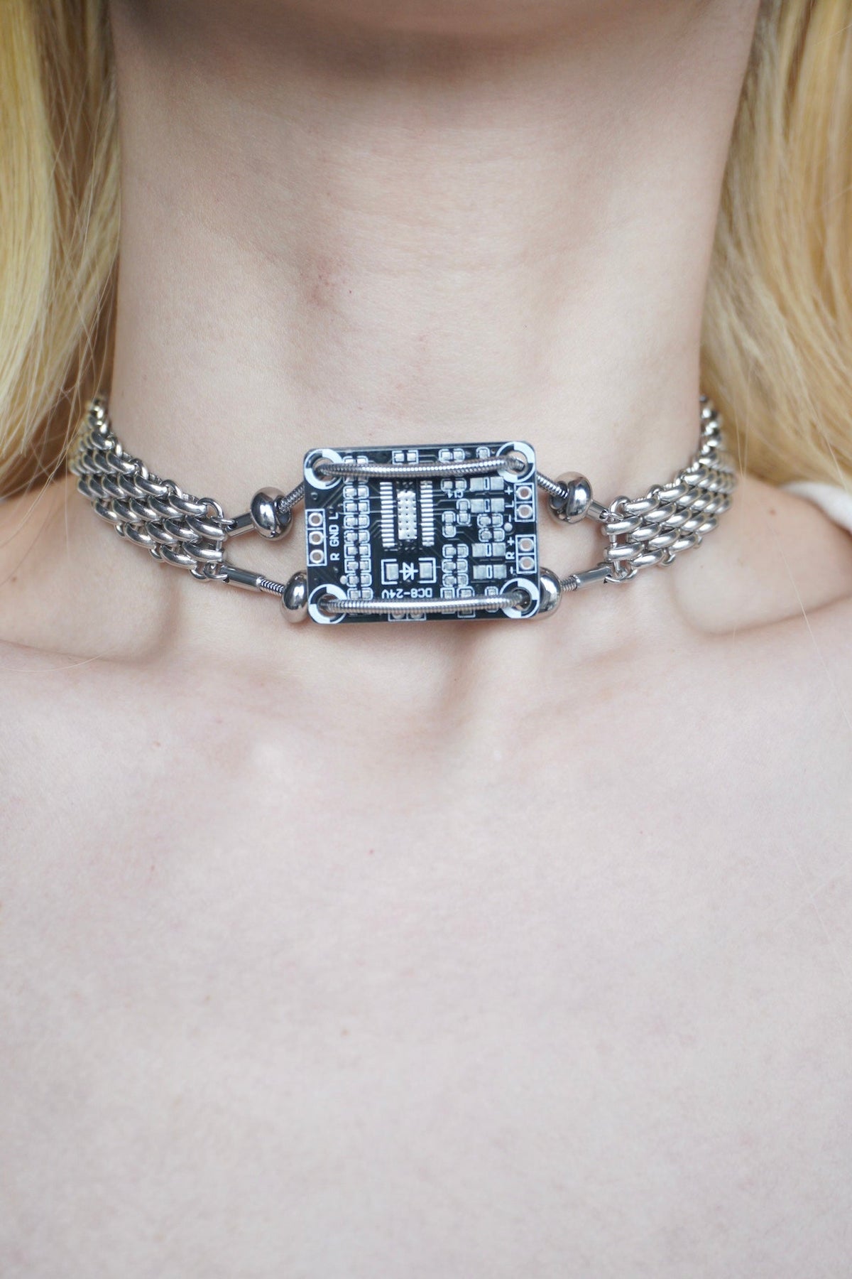 Futuristic Circuit Board Choker – Handmade Chain Necklace - futuristic jewelry - TUAN TUAN