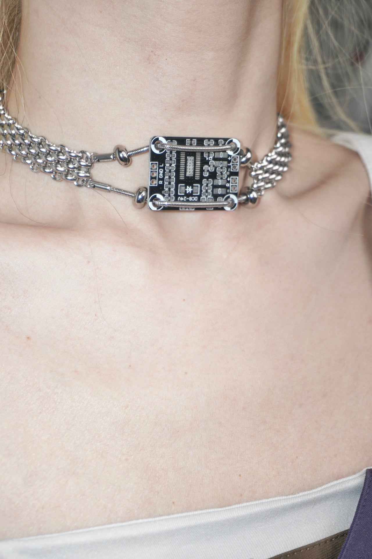 Futuristic Circuit Board Choker – Handmade Chain Necklace - futuristic jewelry - TUAN TUAN