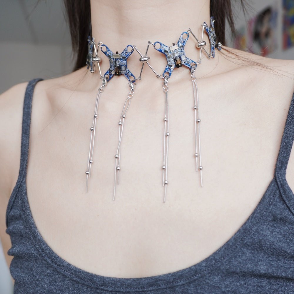 Futuristic Circuit Handmade Necklace—Modular Design for Customizable Styling - futuristic jewelry - TUAN TUAN
