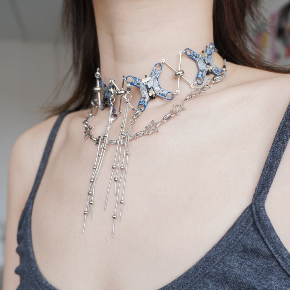 Futuristic Circuit Handmade Necklace—Modular Design for Customizable Styling - futuristic jewelry - TUAN TUAN