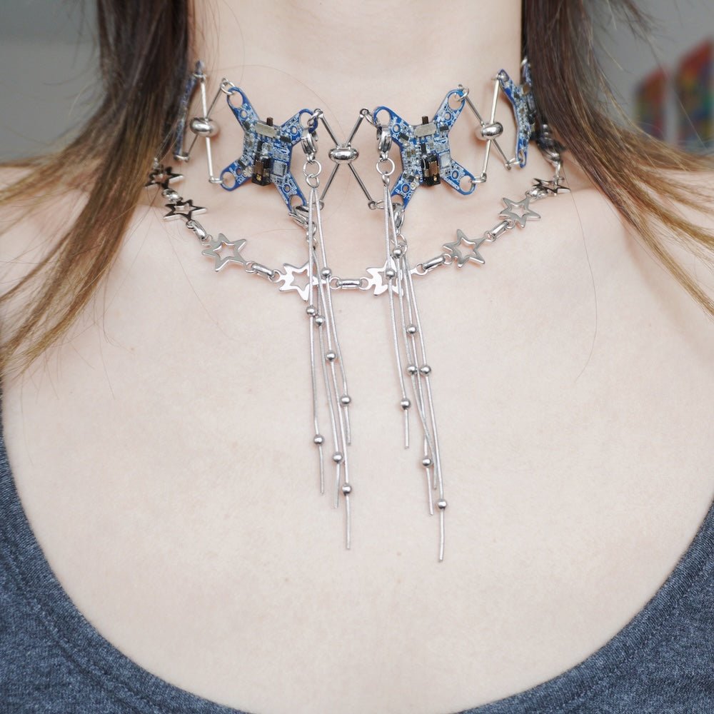 Futuristic Circuit Handmade Necklace—Modular Design for Customizable Styling - futuristic jewelry - TUAN TUAN