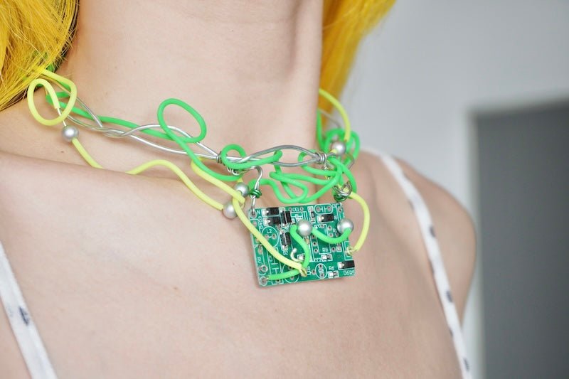 Futuristic Cyberpunk Circuit Board Choker – Handmade Necklace- One of a kind - futuristic jewelry - TUAN TUAN
