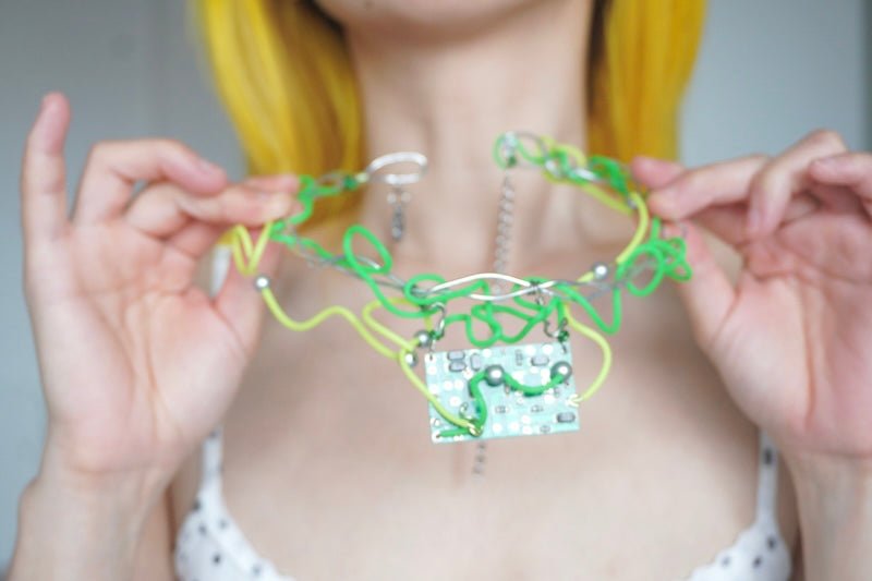 Futuristic Cyberpunk Circuit Board Choker – Handmade Necklace- One of a kind - futuristic jewelry - TUAN TUAN