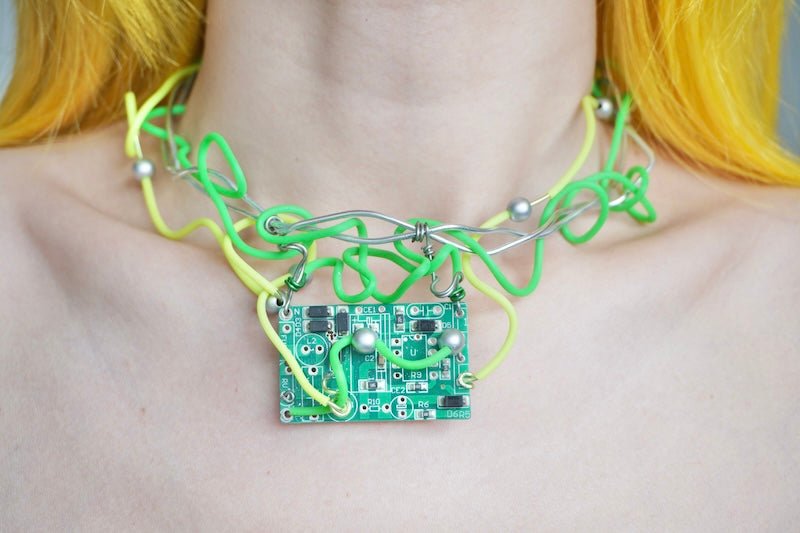 Futuristic Cyberpunk Circuit Board Choker – Handmade Necklace- One of a kind - futuristic jewelry - TUAN TUAN