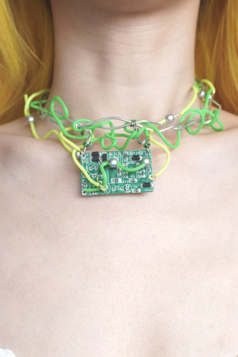 Futuristic Cyberpunk Circuit Board Choker – Handmade Necklace- One of a kind - futuristic jewelry - TUAN TUAN