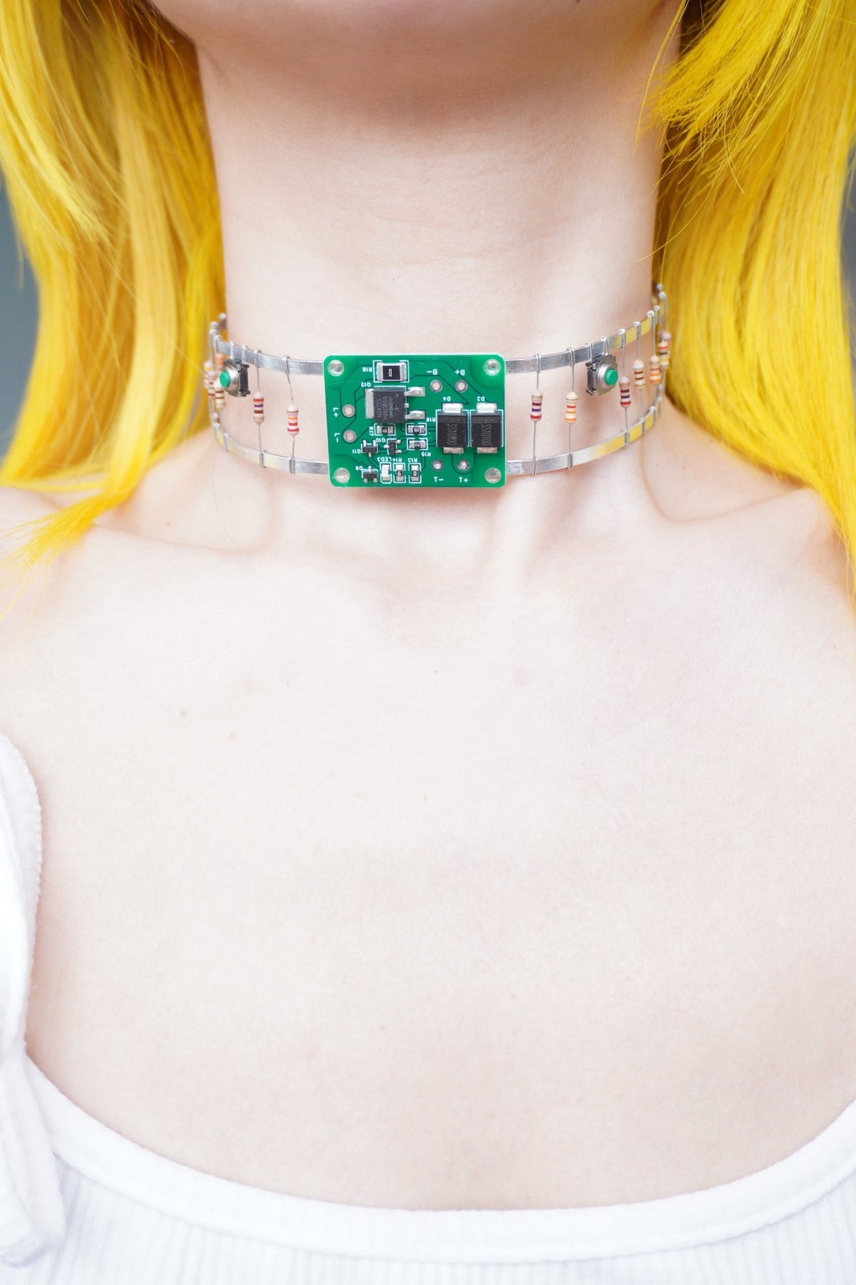 Futuristic Cyberpunk Circuit Board Choker – Handmade Technology Style Necklace - futuristic jewelry - TUAN TUAN